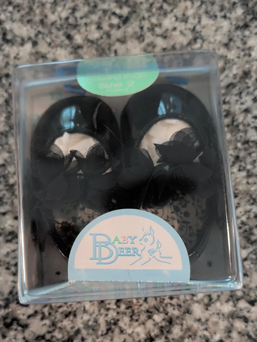 Baby Deer Black Floral Tulle Baby Shoes